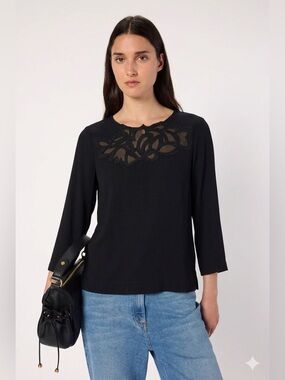 Gerard Darel Black Blouse 3/4 Sleeves